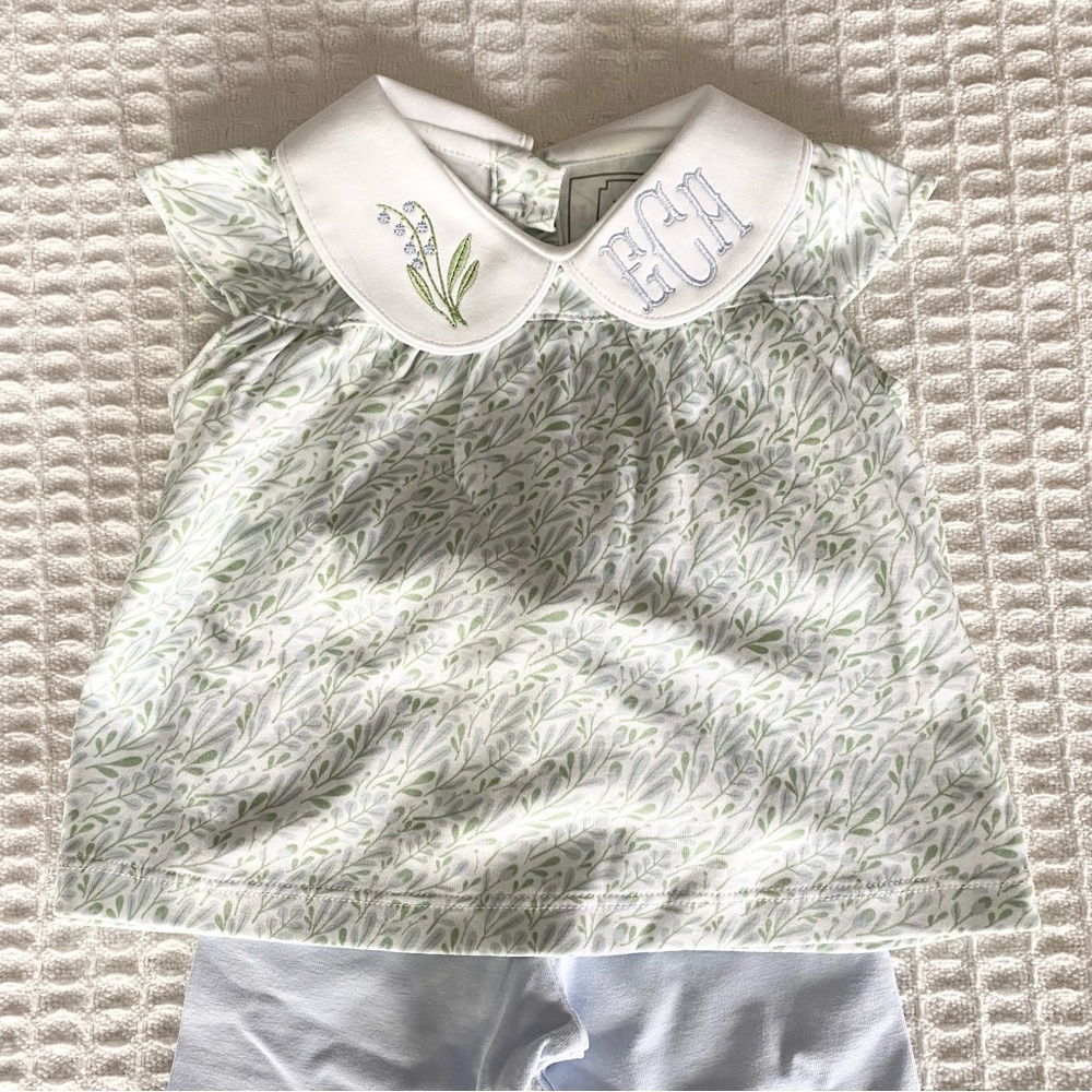 Lila and Hayes monogrammed floral set EAC size 6-12M NWT